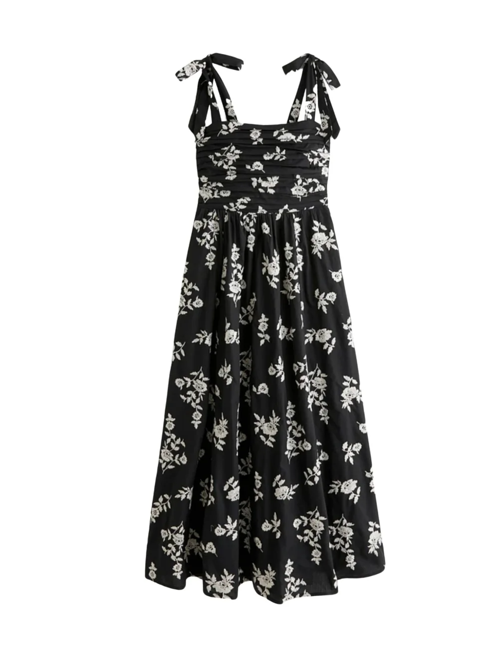 Abercrombie & Fitch‎ Black and White Floral Tie-Strap Emerson Maxi Dress XS Tall